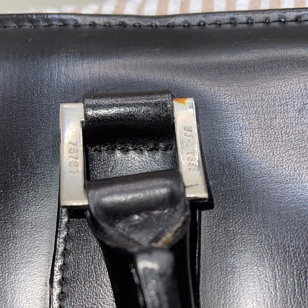 Franklin Covey Black Leather Tote Bag with Silver Buckles Briefcase Work Bag - Picture 7 of 11
